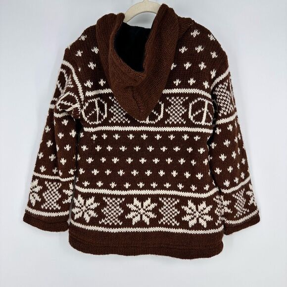 Lakhays Knit Kids Sweater Jacket Handmade Wool Full Zip Fleece Lined L - Picture 3 of 9